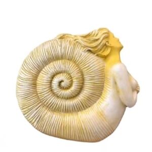 Cream Beige Conch Shell Mermaid‎ sea goddess Statue decor
